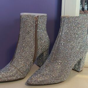 Sparkling Rhinestone Ankle Boots